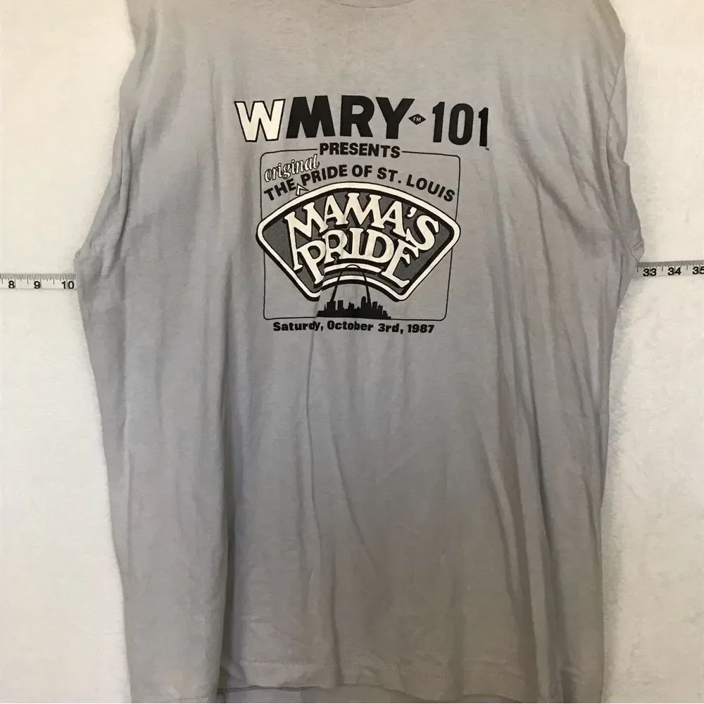 Original Vintage WMRY 101 Mama's Pride Gray Tshirt Tee Sz XL 80s 1987 St Louis